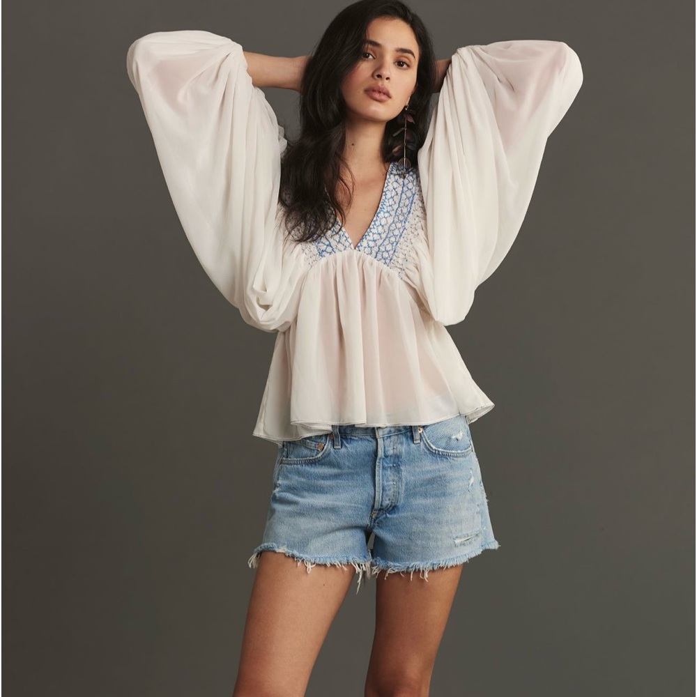 NEW Anthropologie Sheer Babydoll Top Size Small